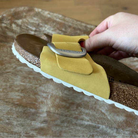 New Birkenstock Madrid Big Buckle Sandals Yellow Anthropologie - Picture 5 of 6